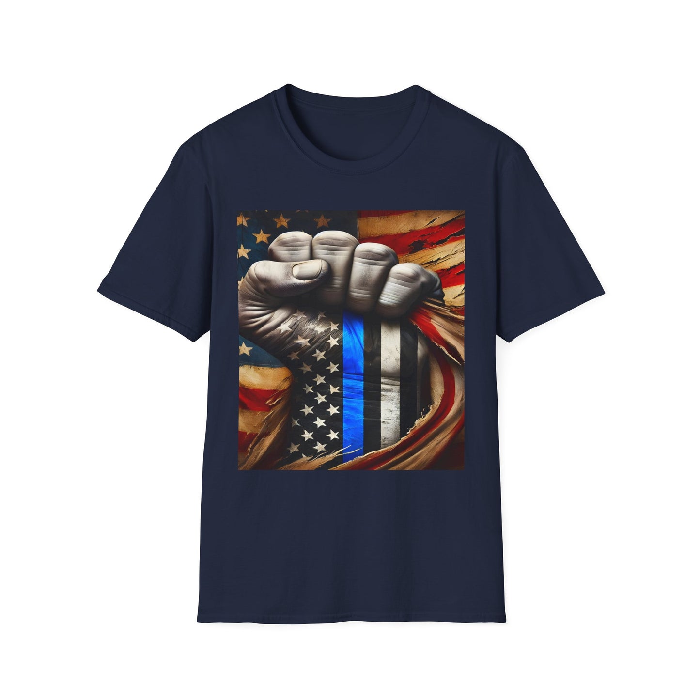 Blue Line American Flag T-Shirt — Support Law Enforcement Tee