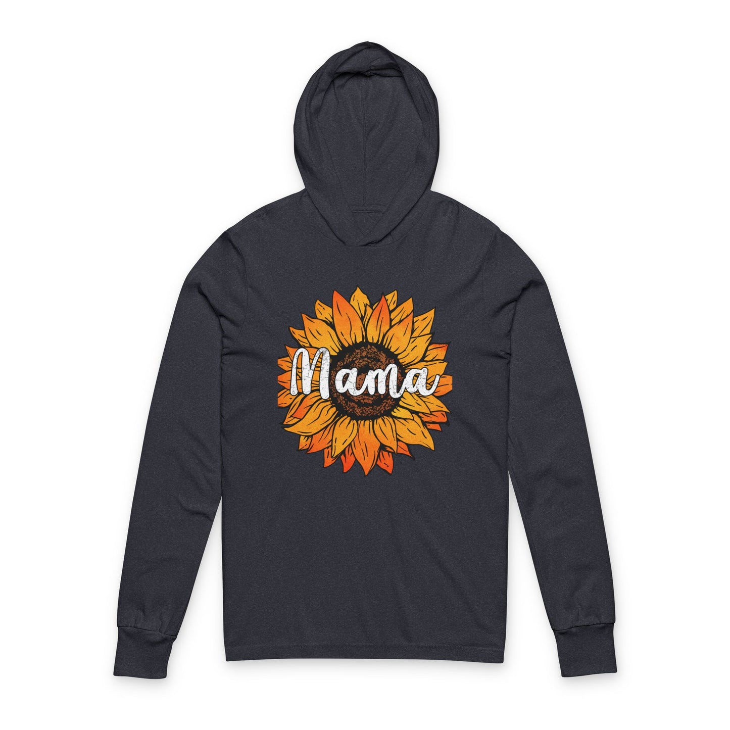Mama Sunflower Hoodie Tee — Floral Mom Long Sleeve Hooded Shirt
