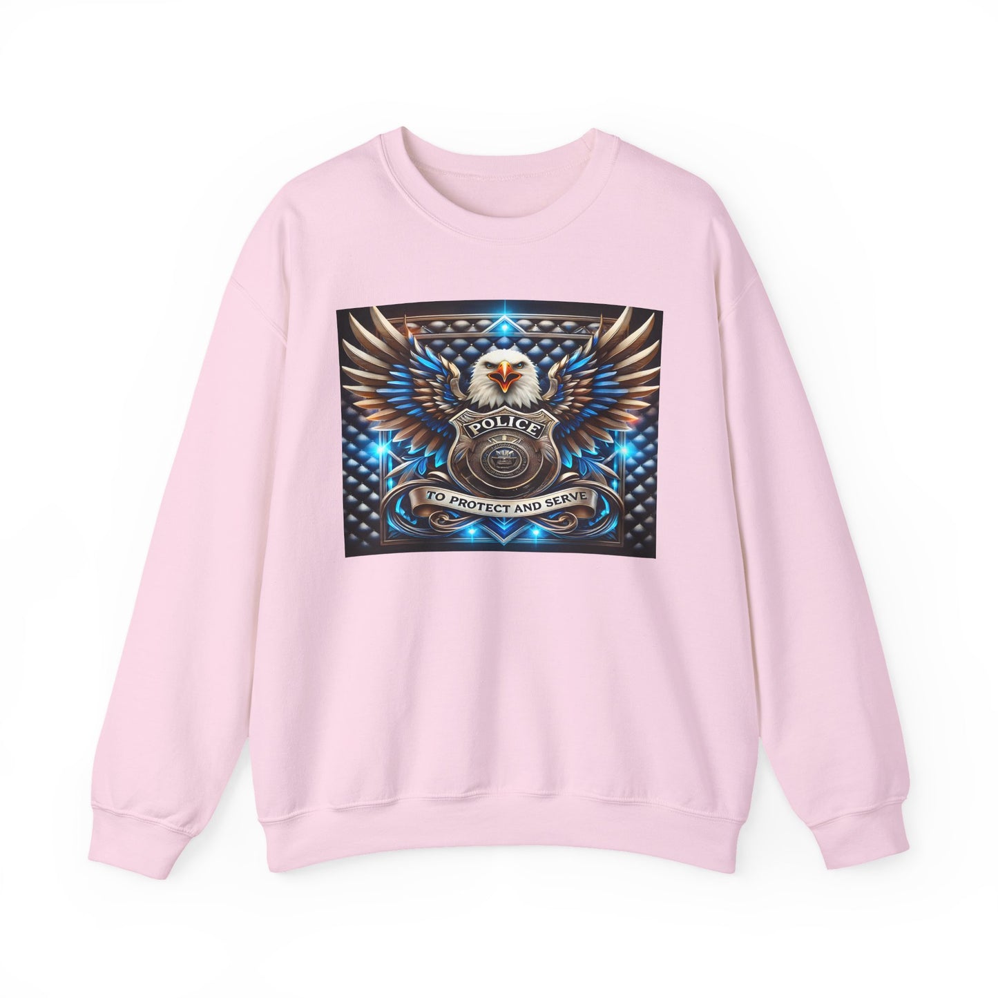 Police Eagle Crest Sweatshirt — "To Protect And Serve" Badge Crewneck