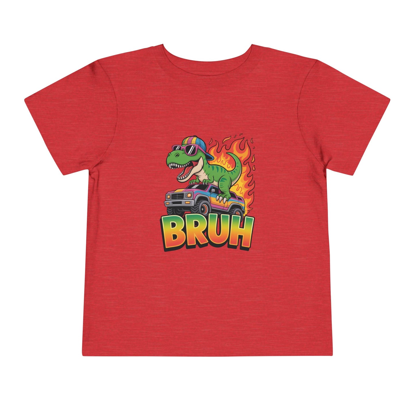 Toddler Tee — 'Bruh' Dino on Hot Rod Graphic