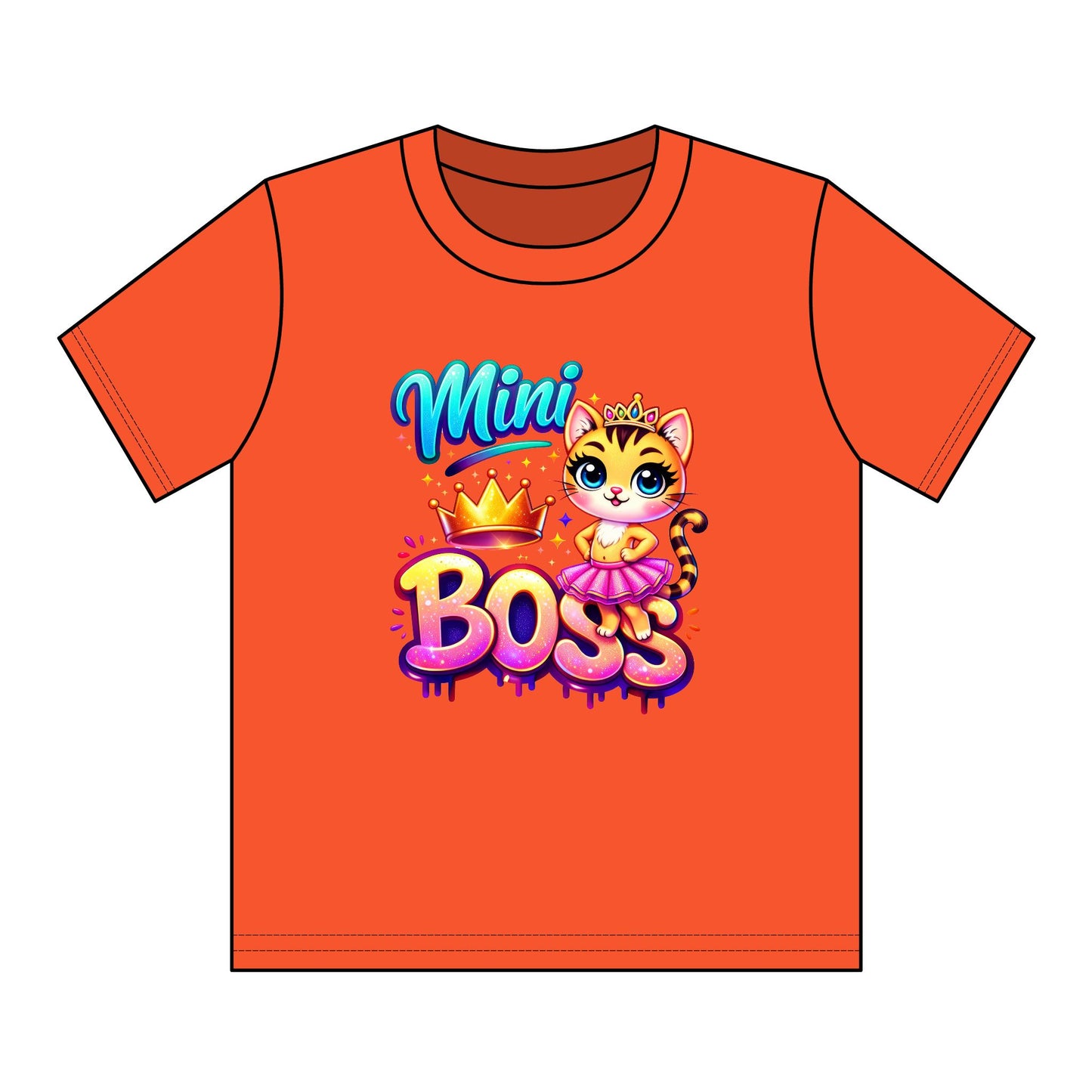 Mini Boss Kids T‑Shirt — Cute Princess Kitty Graphic for Girls