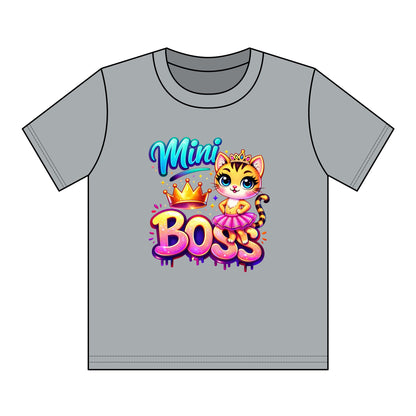 Mini Boss Kids T‑Shirt — Cute Princess Kitty Graphic for Girls