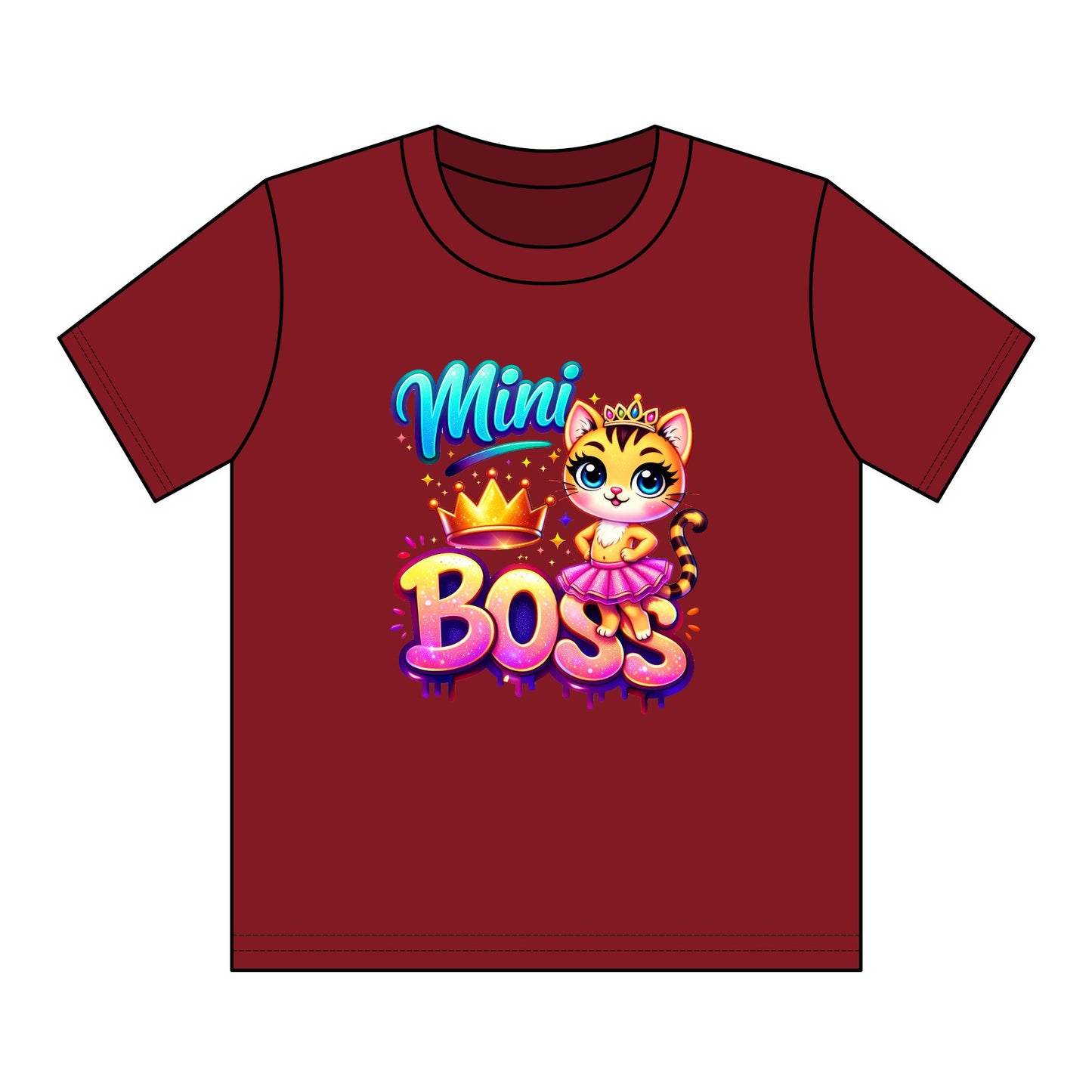 Mini Boss Kids T‑Shirt — Cute Princess Kitty Graphic for Girls