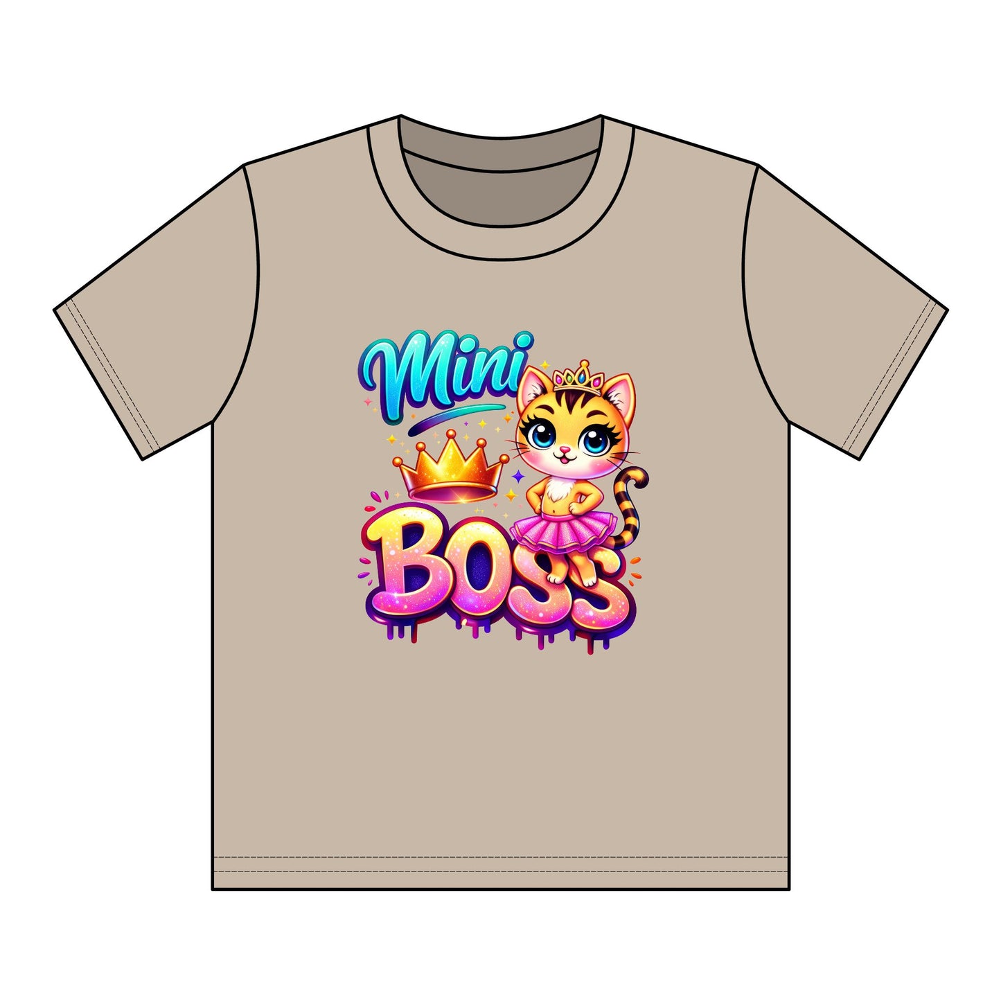 Mini Boss Kids T‑Shirt — Cute Princess Kitty Graphic for Girls
