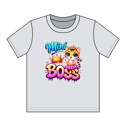 Mini Boss Kids T‑Shirt — Cute Princess Kitty Graphic for Girls
