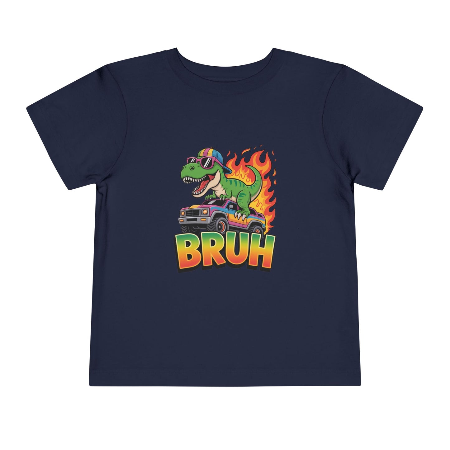Toddler Tee — 'Bruh' Dino on Hot Rod Graphic