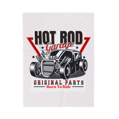 Hot Rod Garage Velveteen Plush Blanket — Car Throw