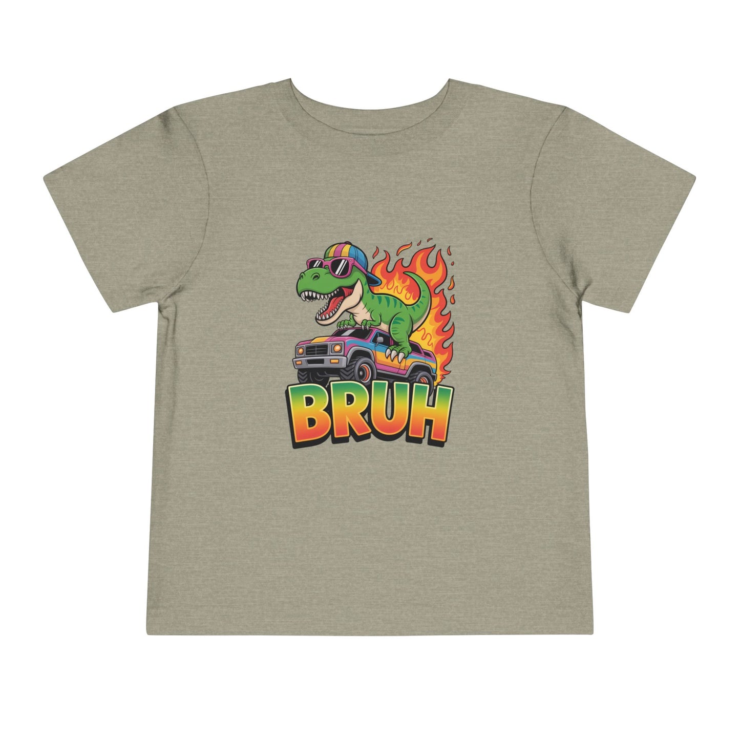 Toddler Tee — 'Bruh' Dino on Hot Rod Graphic