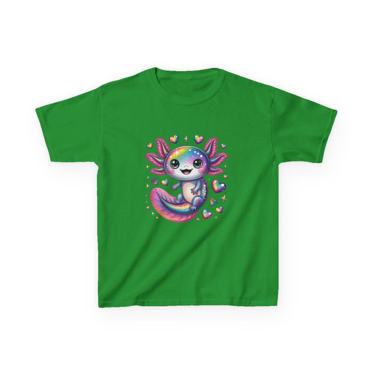 Kids Axolotl T-Shirt — Cute Rainbow Axolotl with Hearts