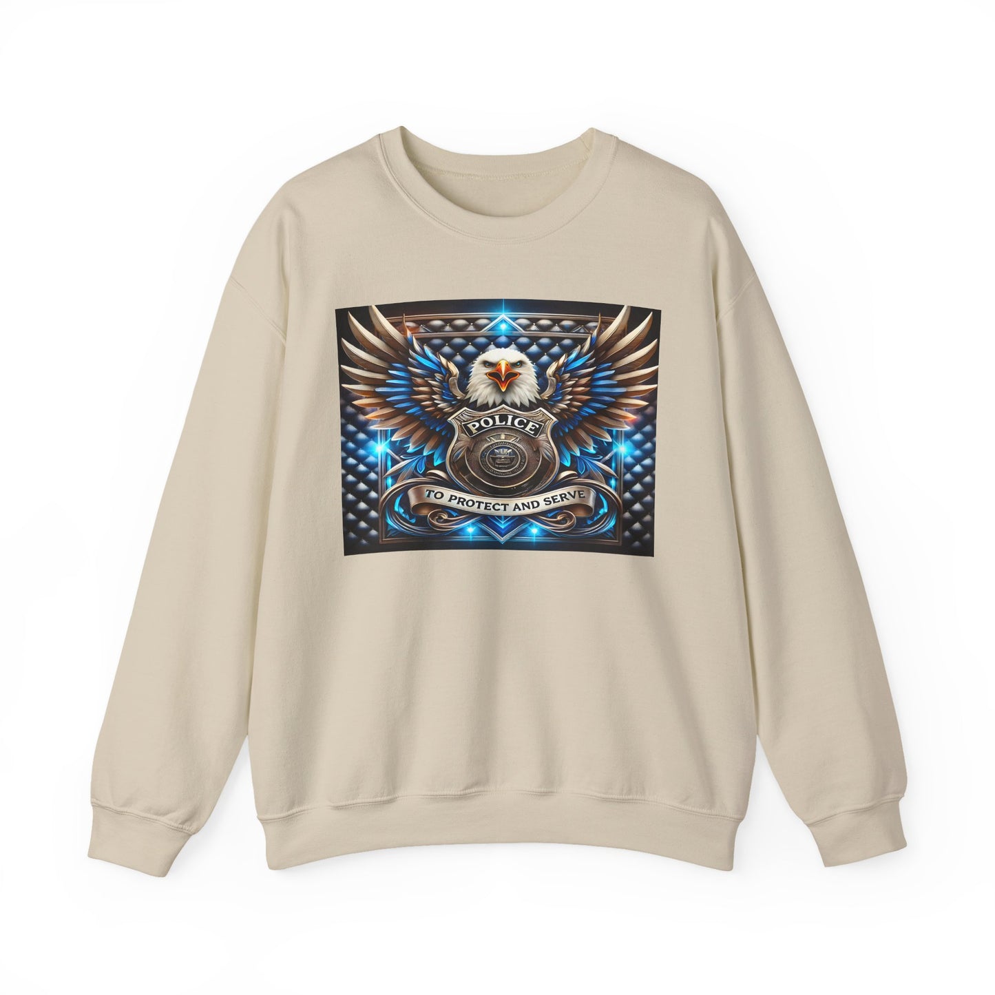 Police Eagle Crest Sweatshirt — "To Protect And Serve" Badge Crewneck