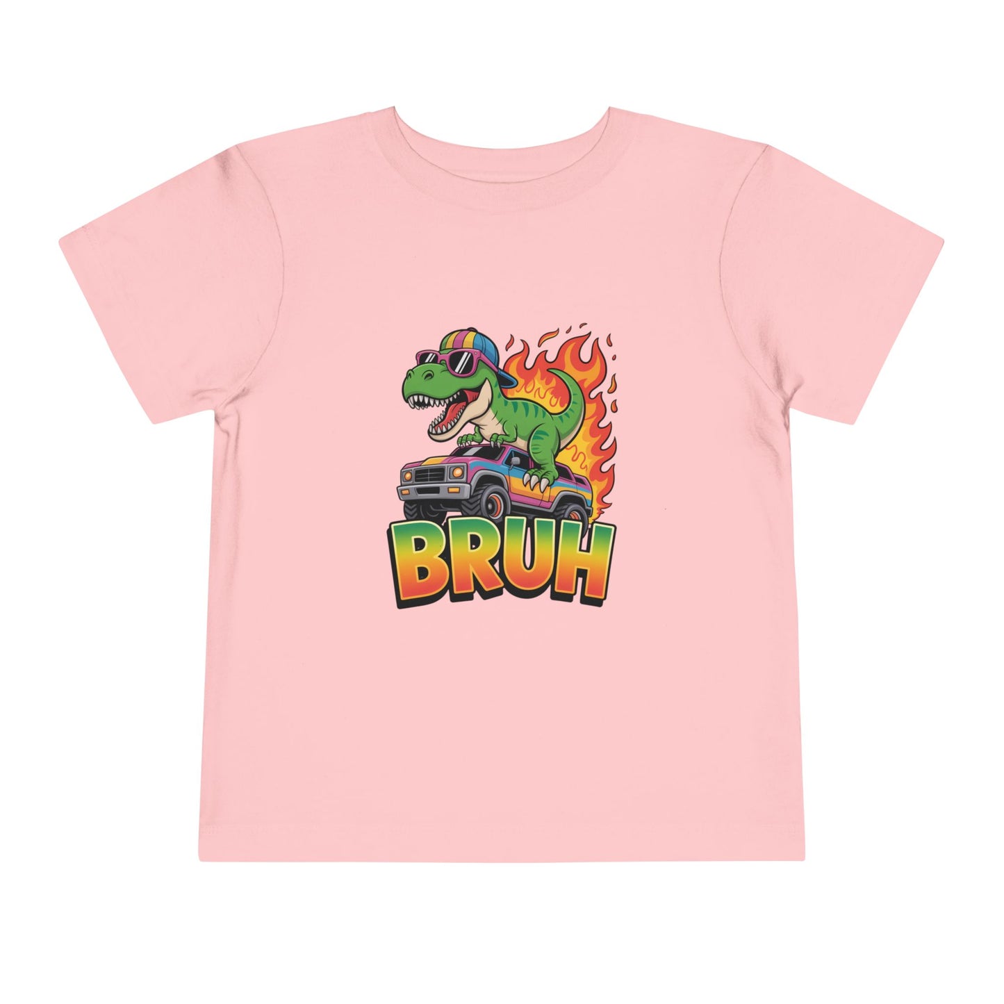 Toddler Tee — 'Bruh' Dino on Hot Rod Graphic