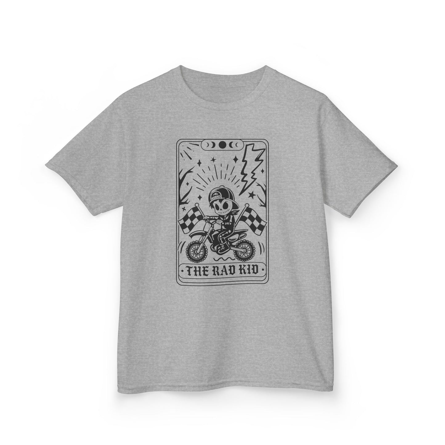 Kids Tee — "The Rad Kid" Motorcycle Skull Graphic