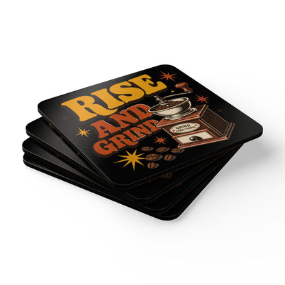 Rise and Grind Corkwood Coaster Set