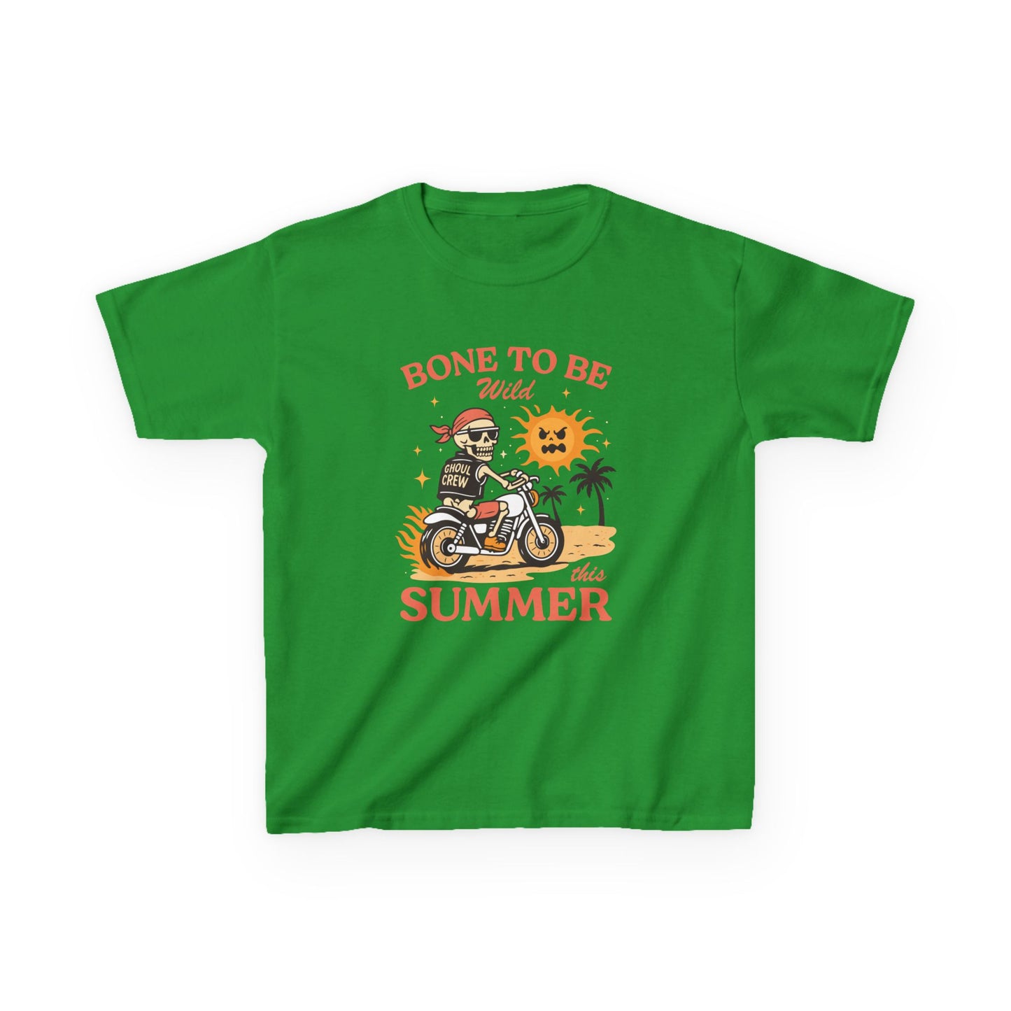 Kids T-Shirt — "Bone to Be Wild Summer" Motorcycle Skeleton Beach Tee