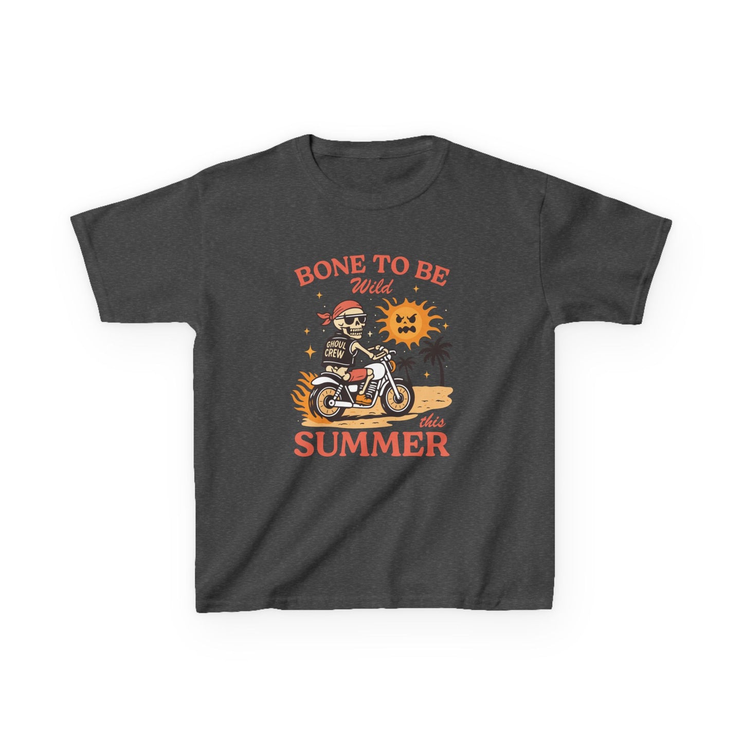 Kids T-Shirt — "Bone to Be Wild Summer" Motorcycle Skeleton Beach Tee