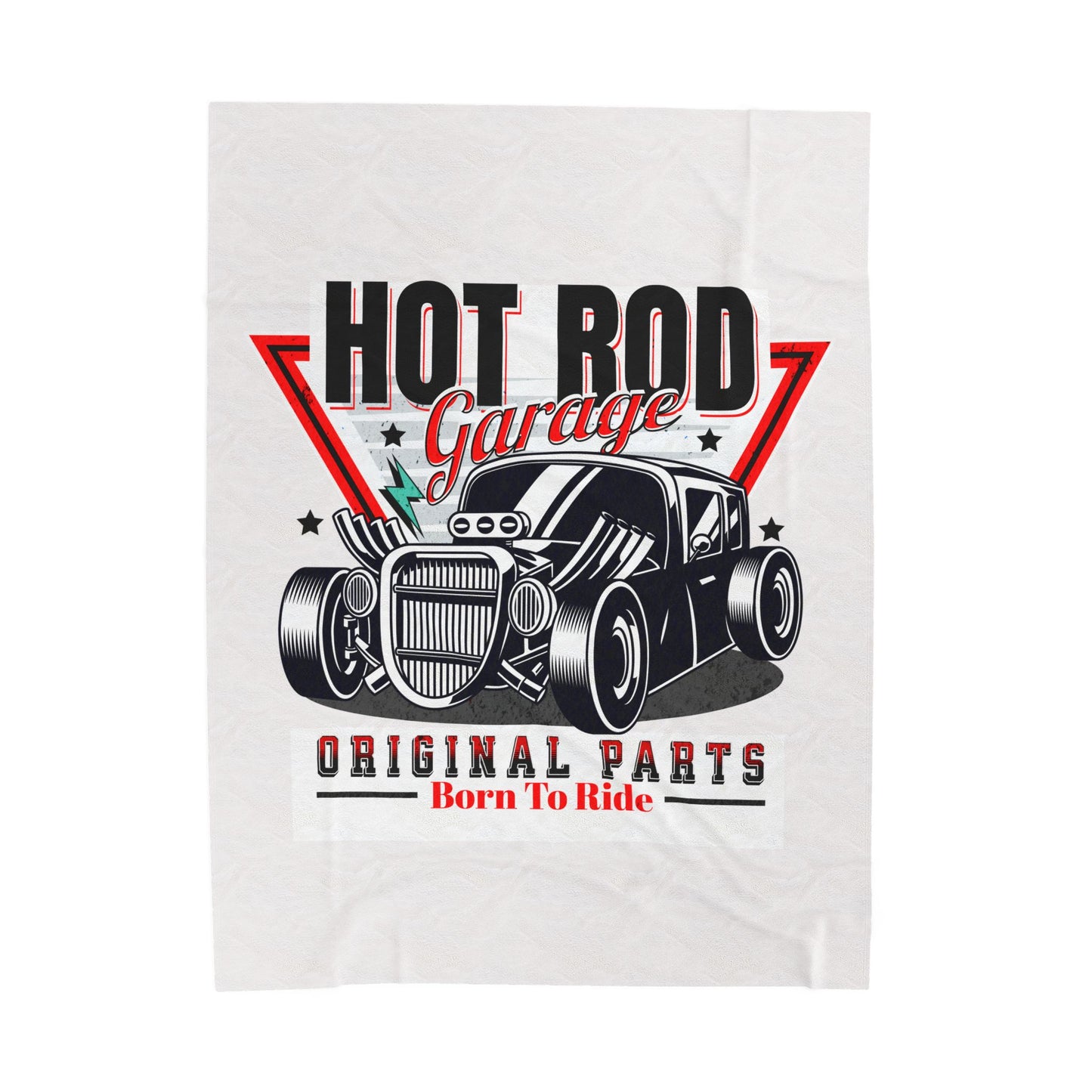 Hot Rod Garage Velveteen Plush Blanket — Car Throw