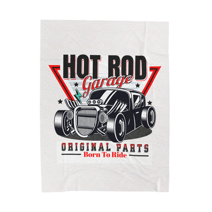 Hot Rod Garage Velveteen Plush Blanket — Car Throw