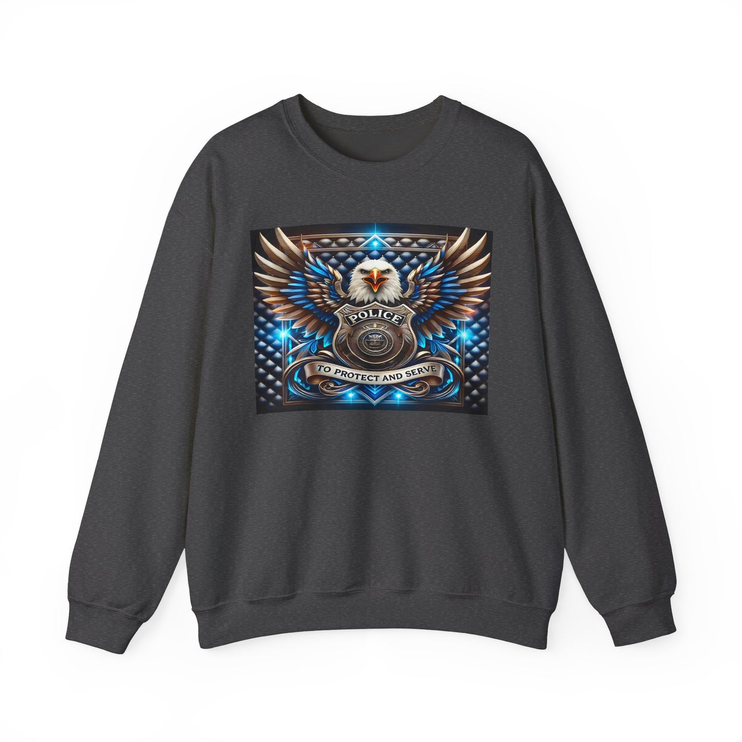 Police Eagle Crest Sweatshirt — "To Protect And Serve" Badge Crewneck