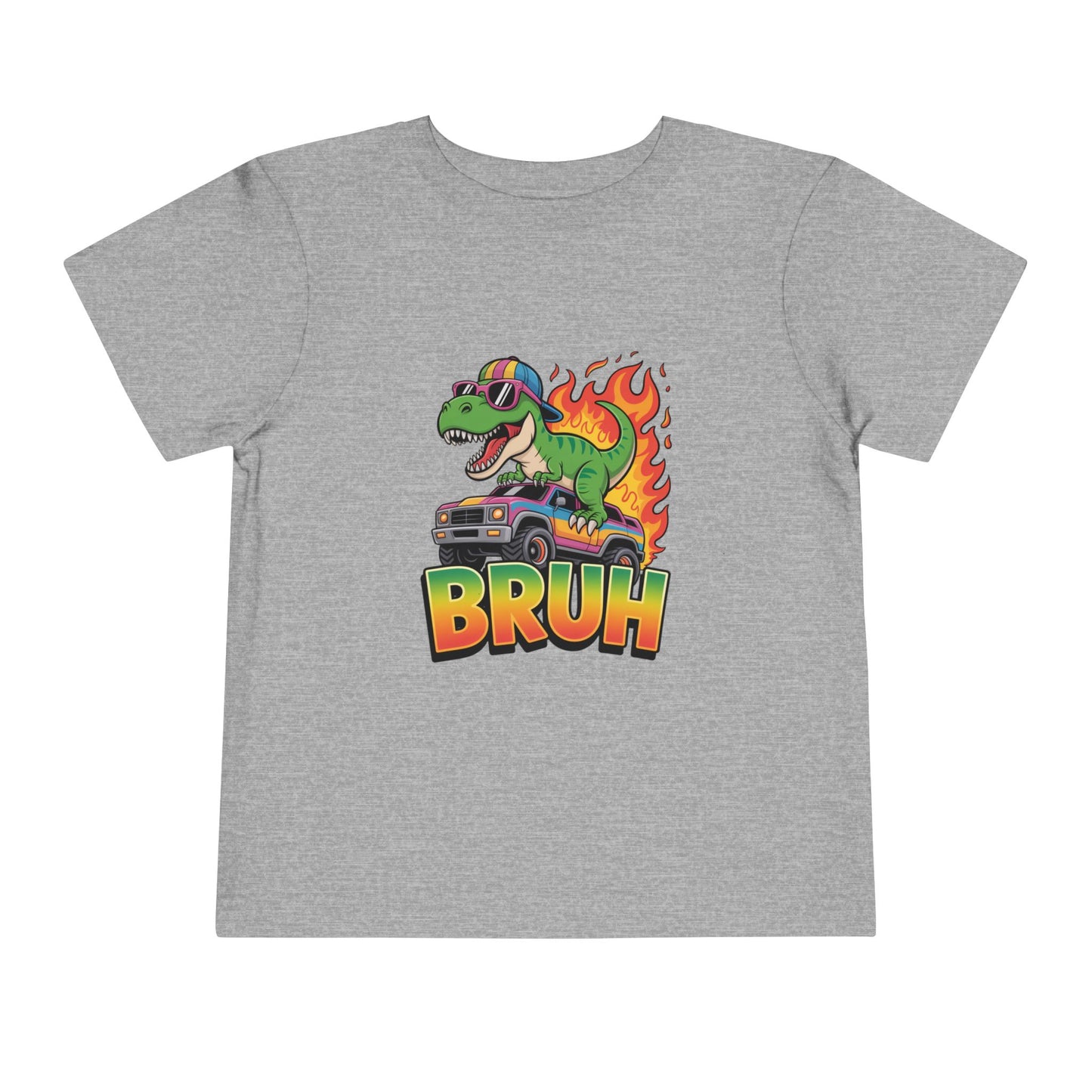 Toddler Tee — 'Bruh' Dino on Hot Rod Graphic