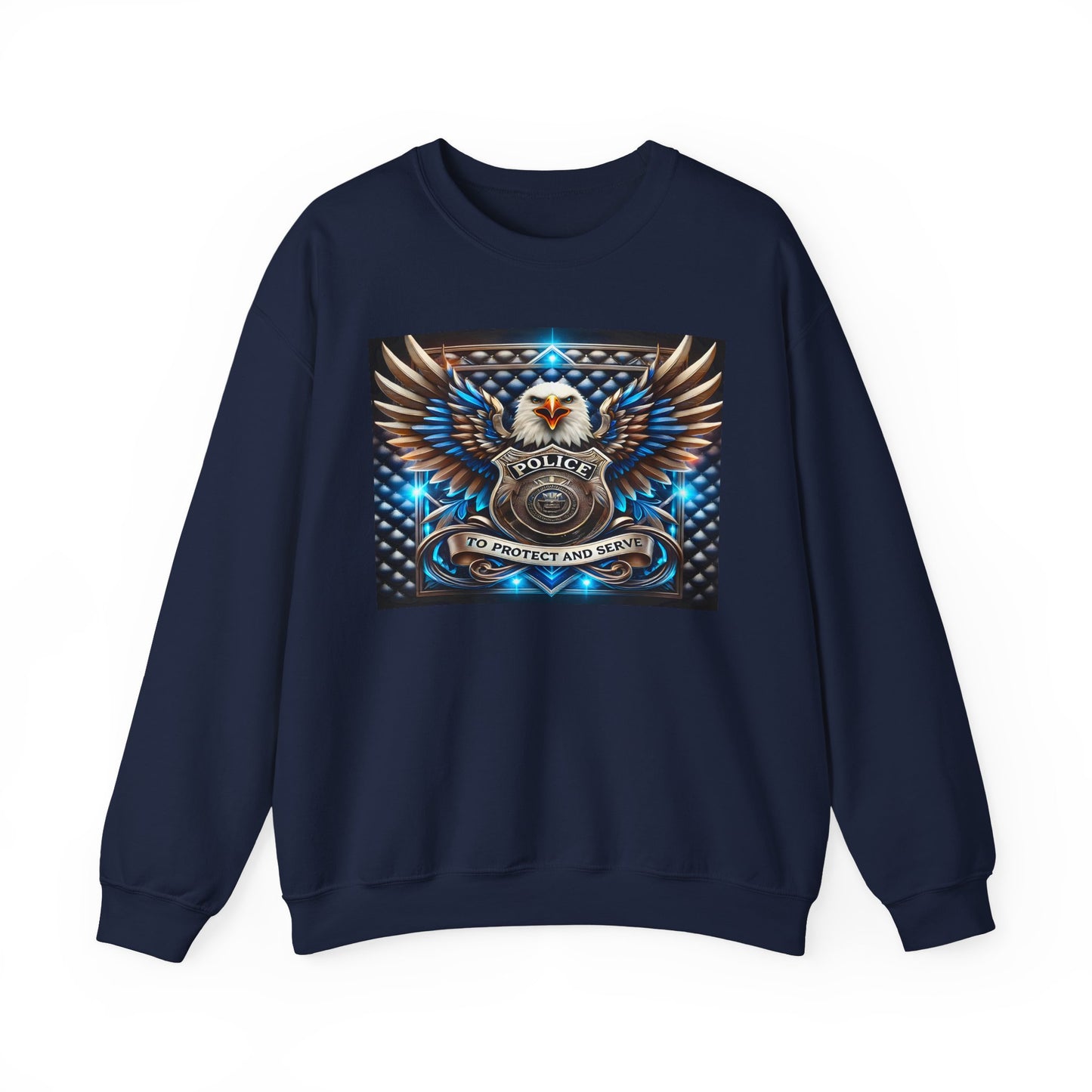 Police Eagle Crest Sweatshirt — "To Protect And Serve" Badge Crewneck