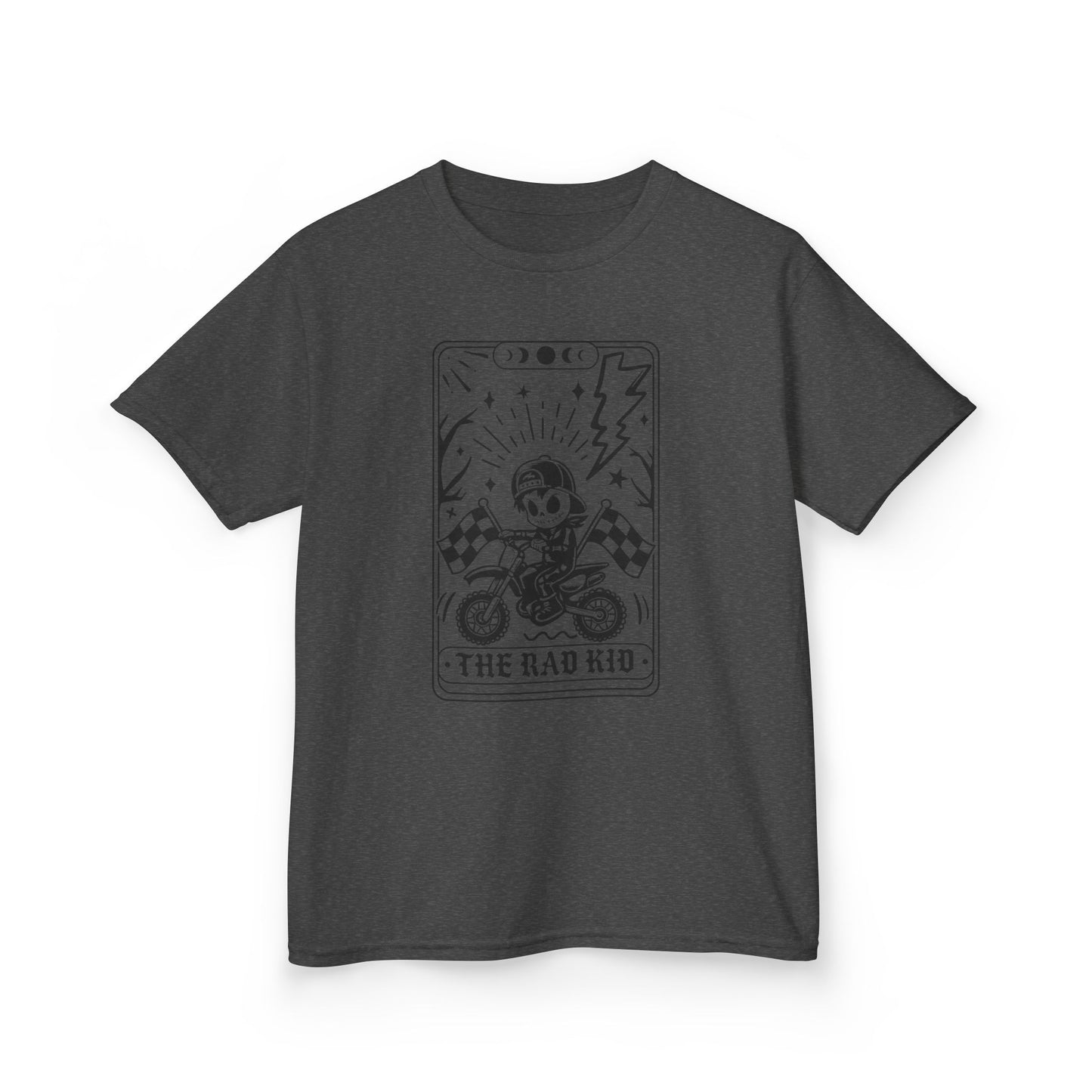 Kids Tee — "The Rad Kid" Motorcycle Skull Graphic
