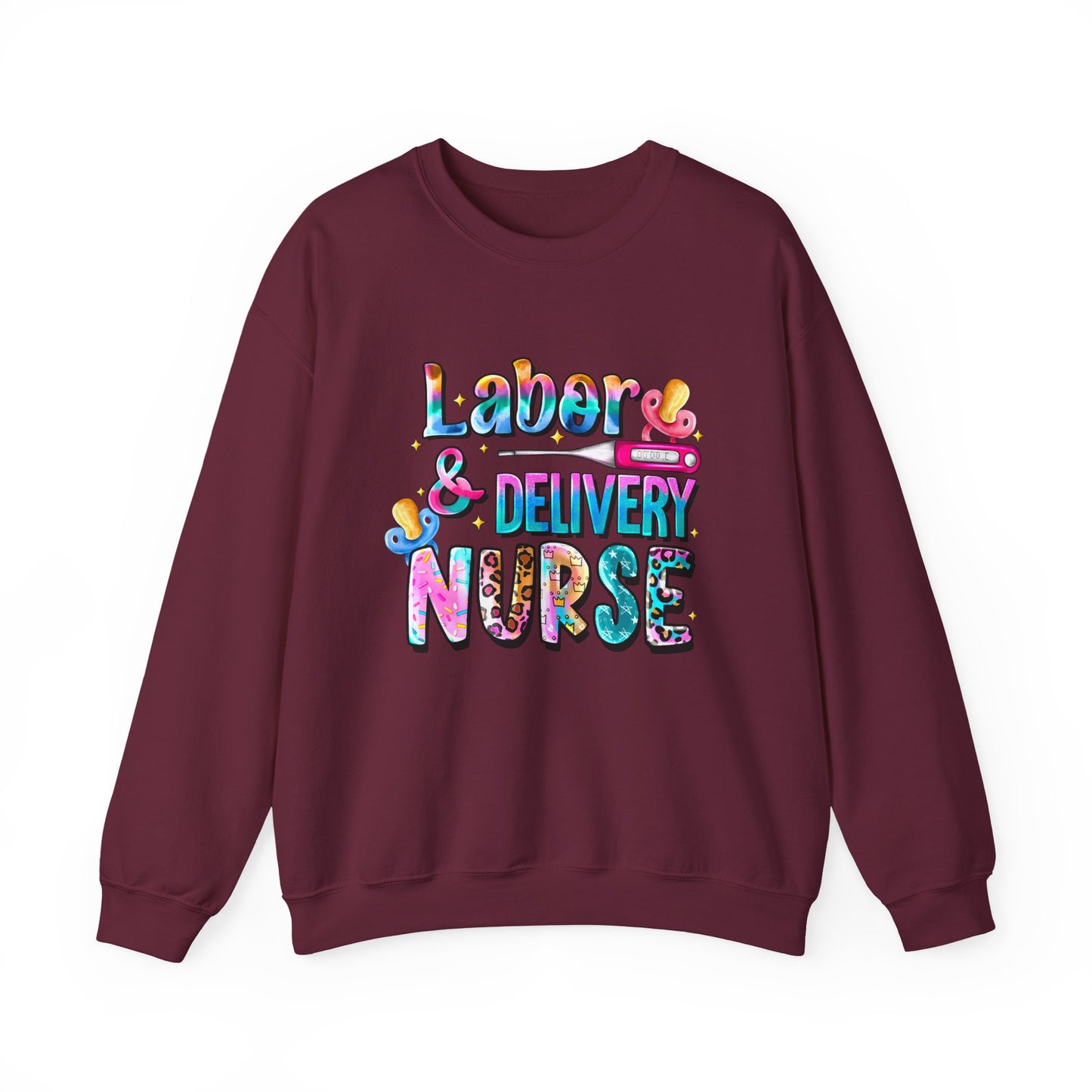 Colorful Labor & Delivery Nurse Pullover