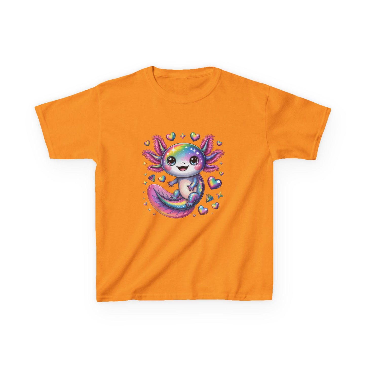 Kids Axolotl T-Shirt — Cute Rainbow Axolotl with Hearts