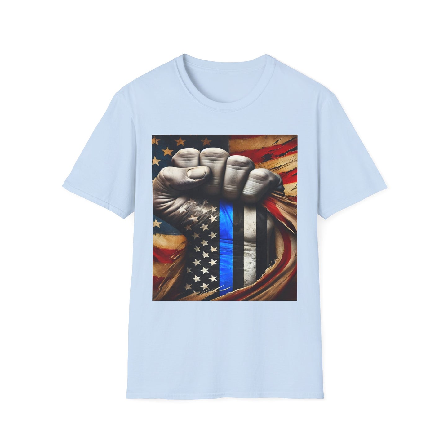 Blue Line American Flag T-Shirt — Support Law Enforcement Tee