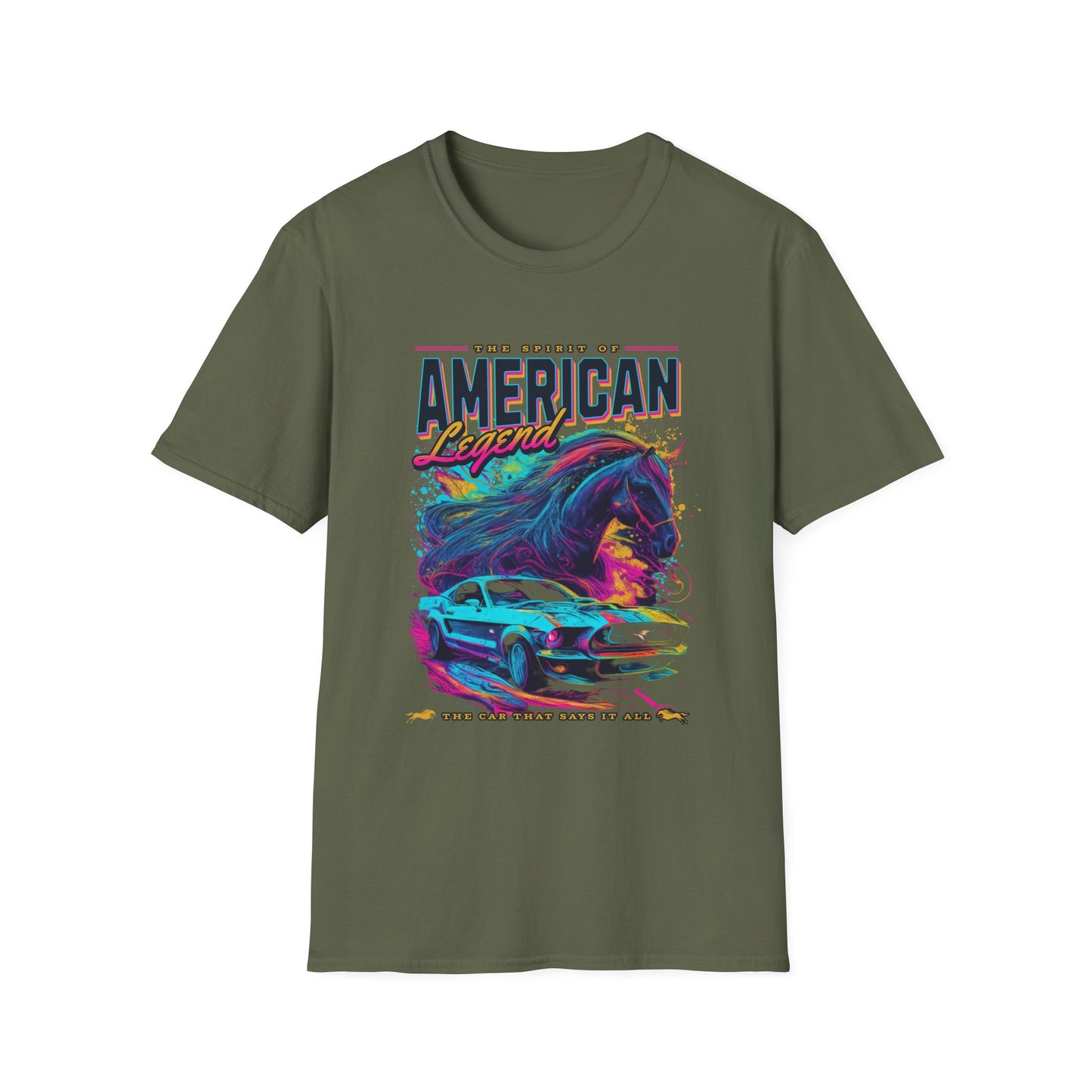 American Legend T-Shirt — Vintage Car & Horse Retro Graphic