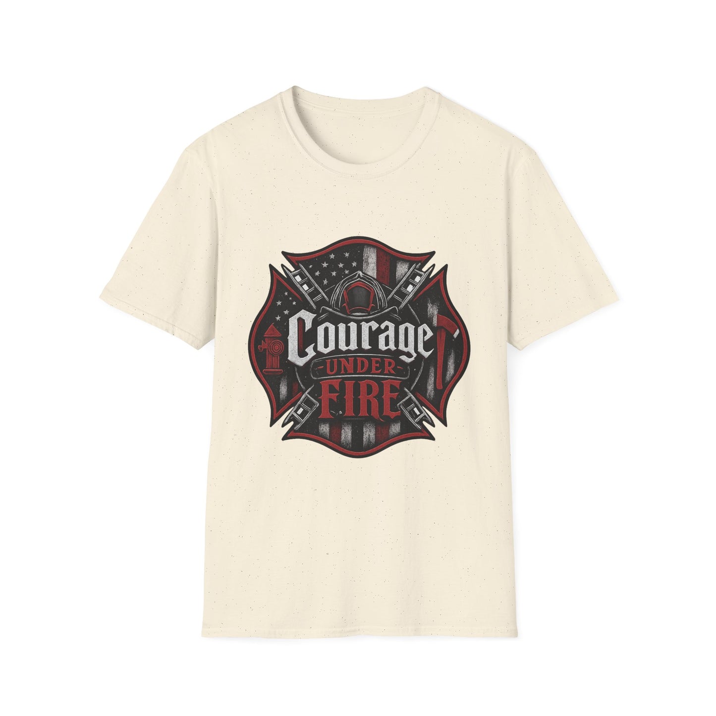 Courage Under Fire T‑Shirt — Patriotic Firefighter Emblem Tee