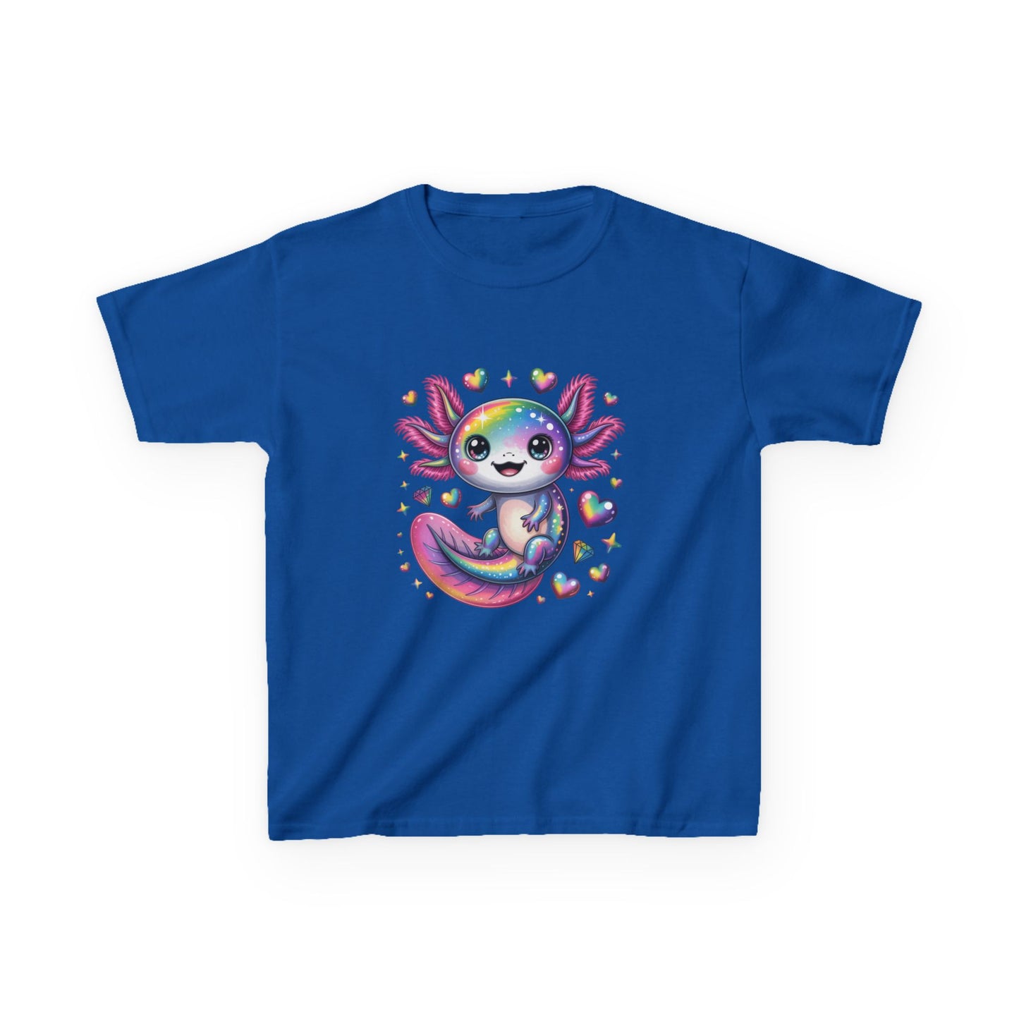 Kids Axolotl T-Shirt — Cute Rainbow Axolotl with Hearts