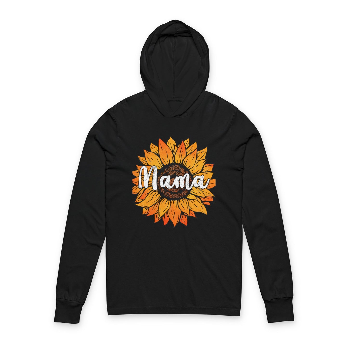 Mama Sunflower Hoodie Tee — Floral Mom Long Sleeve Hooded Shirt