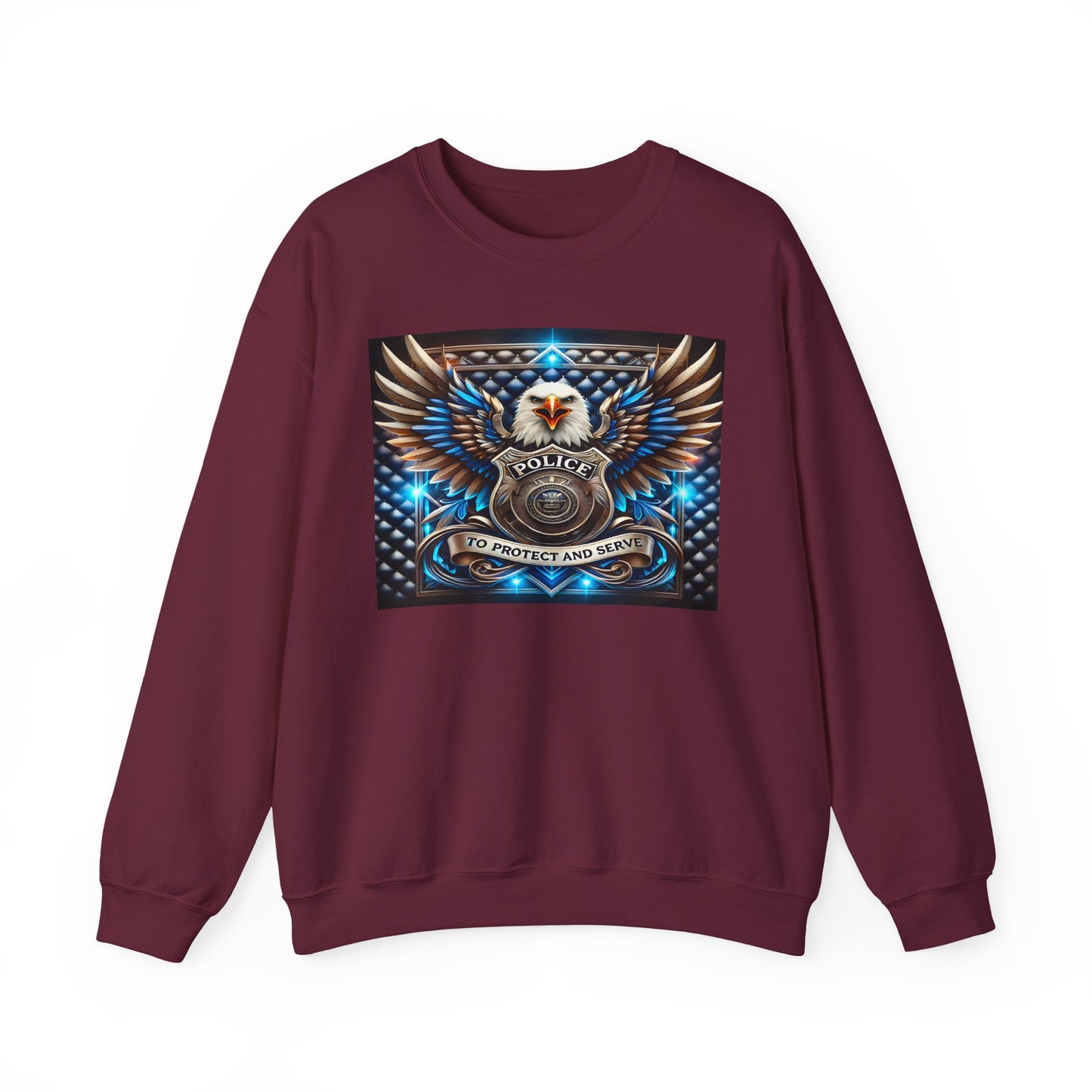 Police Eagle Crest Sweatshirt — "To Protect And Serve" Badge Crewneck