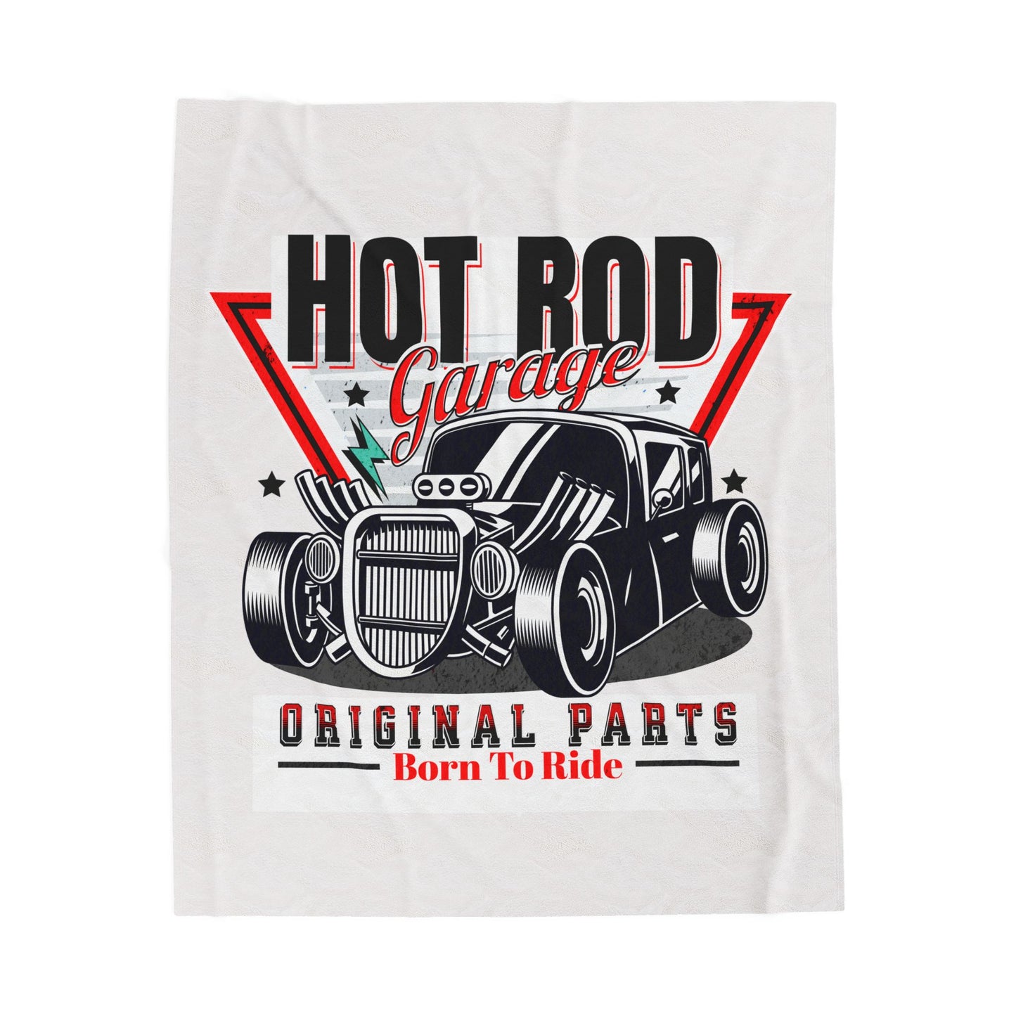Hot Rod Garage Velveteen Plush Blanket — Car Throw