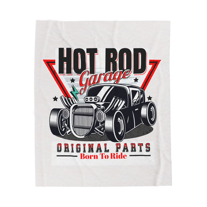 Hot Rod Garage Velveteen Plush Blanket — Car Throw