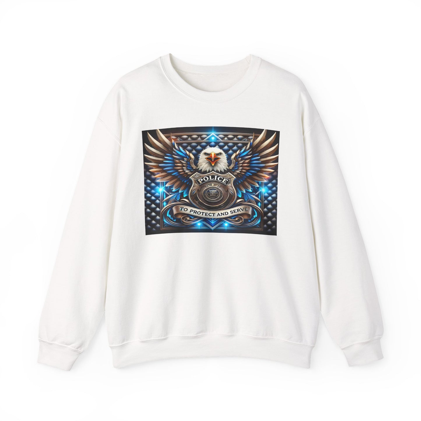 Police Eagle Crest Sweatshirt — "To Protect And Serve" Badge Crewneck