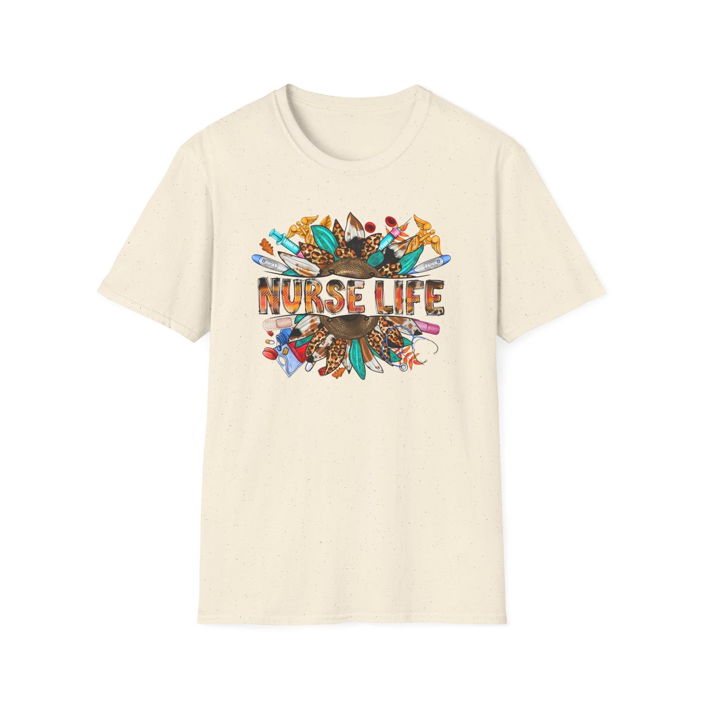 Nurse Life Graphic T‑Shirt – Colorful Scrubs & Stethoscope Design