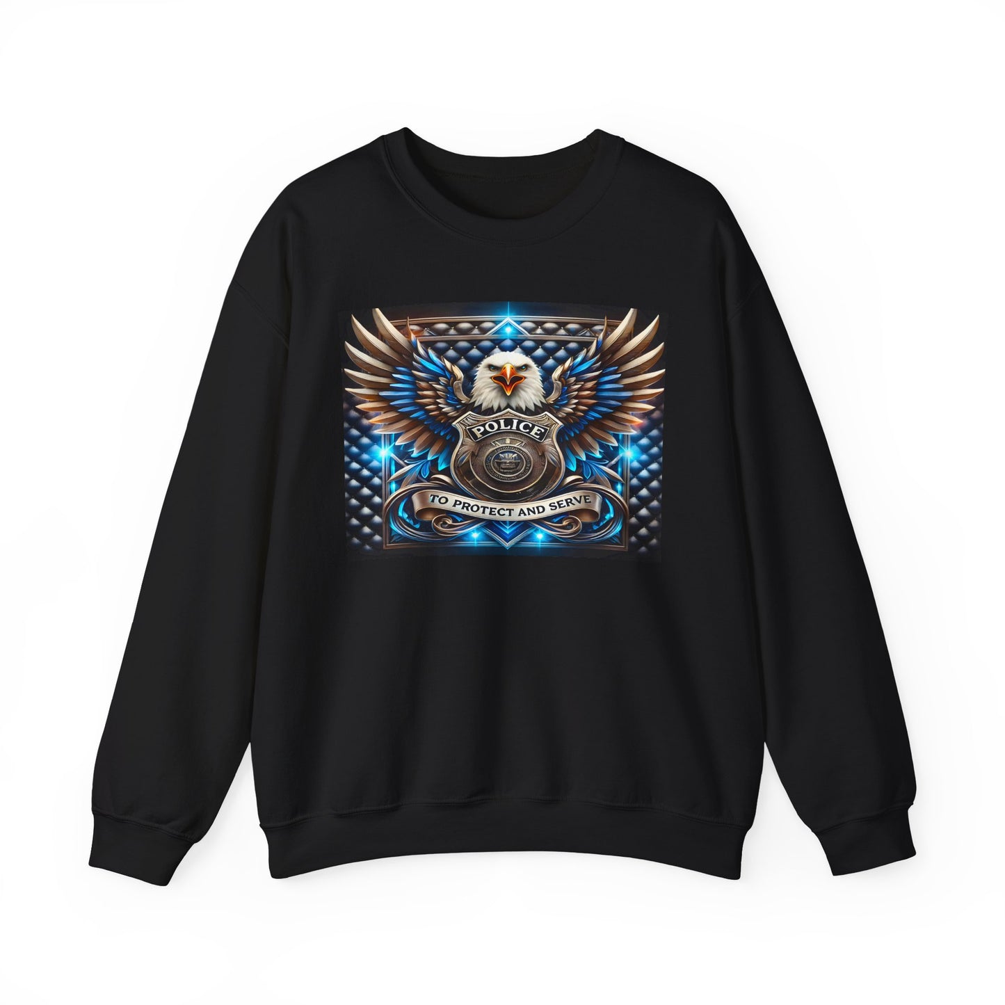 Police Eagle Crest Sweatshirt — "To Protect And Serve" Badge Crewneck