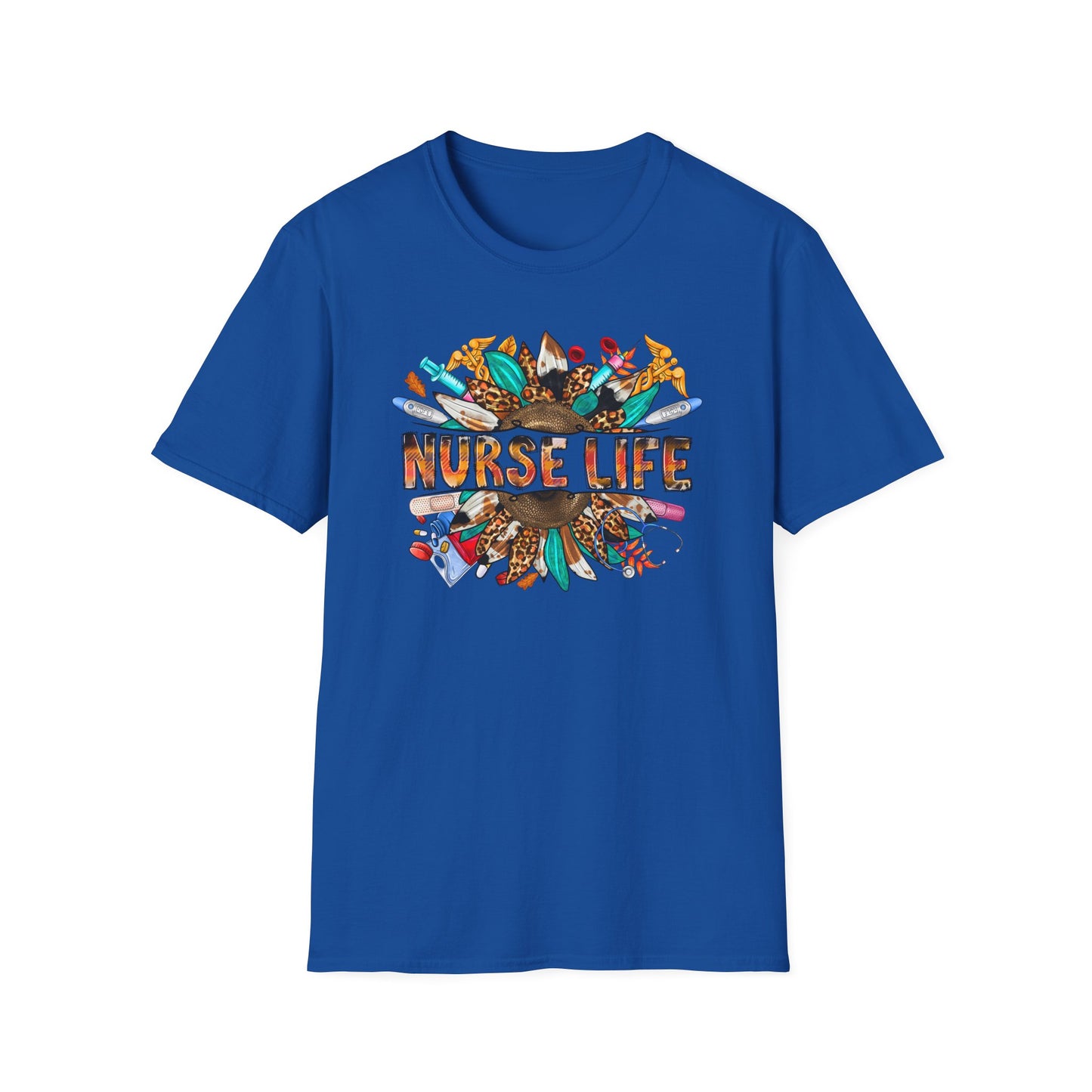 Nurse Life Graphic T‑Shirt – Colorful Scrubs & Stethoscope Design