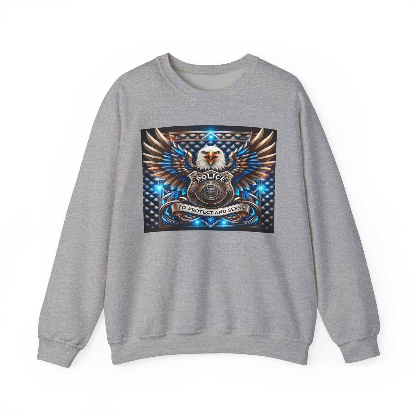 Police Eagle Crest Sweatshirt — "To Protect And Serve" Badge Crewneck