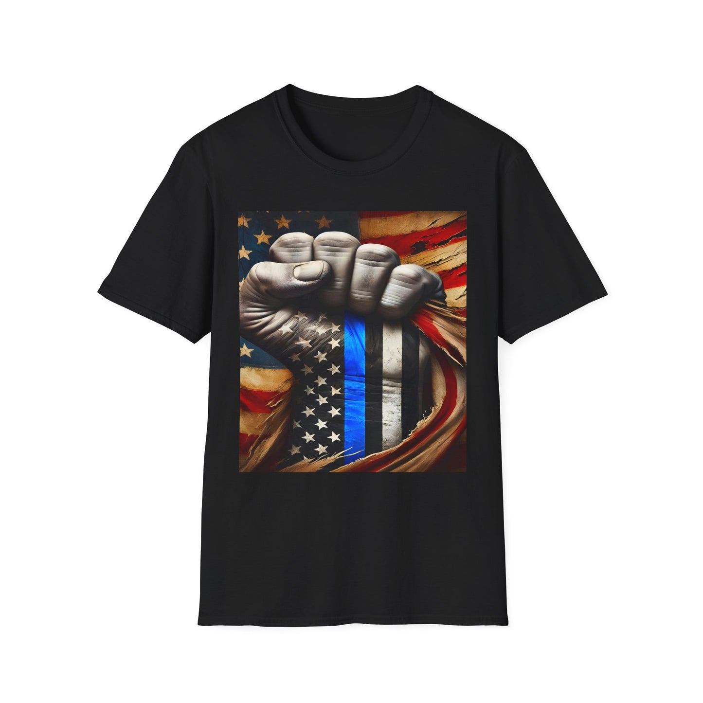 Blue Line American Flag T-Shirt — Support Law Enforcement Tee